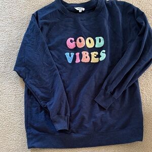Wildfox Good Vibes! Dark Blue Knit Top size M
